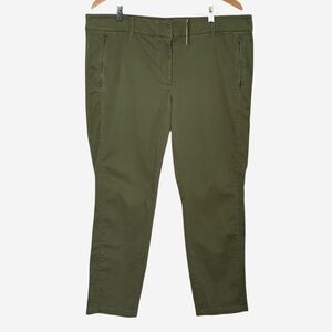 NWT LOFT Custom Stretch Slim-Straight Leg Ankle Pants 18 Olive Green Pockets